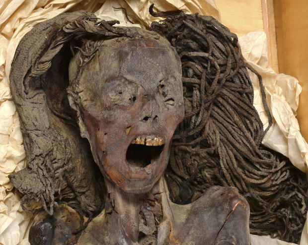 "Screaming Woman" mummy, at the Egyptian Museum in Cairo 