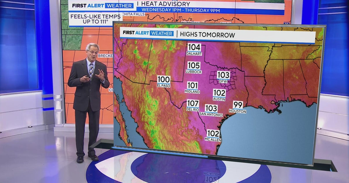 Temperatures in North Texas to soar to 104 degrees: Heat advisory - CBS ...