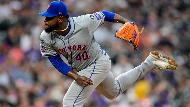 Luis Severino #40 of the New York Mets pitches in the third inning against the Colorado Rockies at Coors Field on August 6, 2024 in Denver, Colorado. 