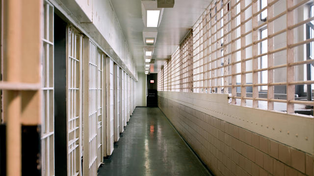 View of empty corridor in prison 