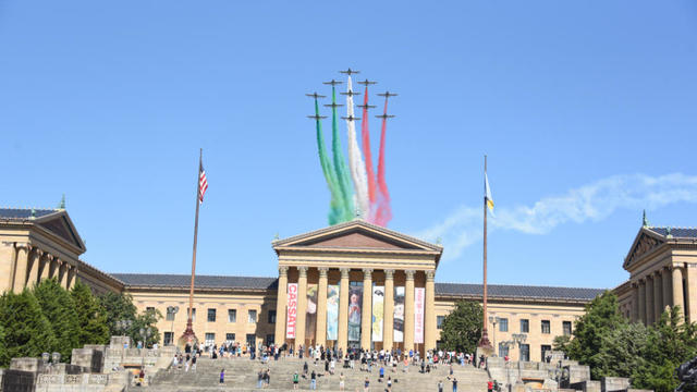 Italian fighter jets fly over Philadelphia 