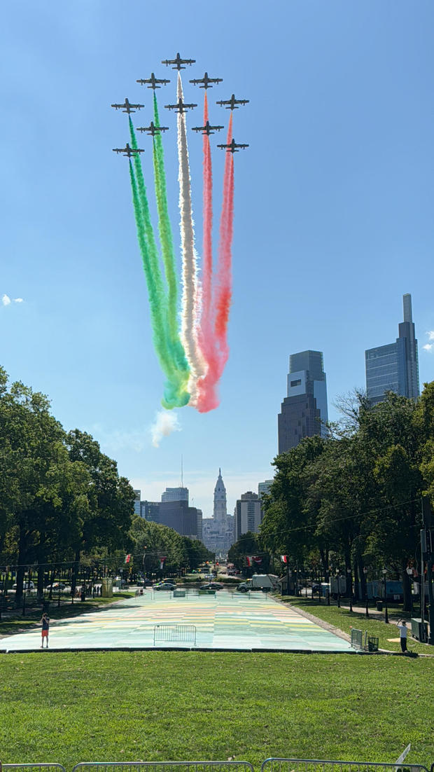 Italian fighter jets fly over Philadelphia 