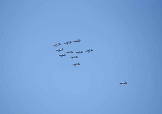 Italian fighter jets fly over Philadelphia 