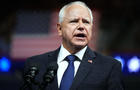 Democratic vice presidential candidate Minnesota Gov. Tim Walz speaks during a campaign rally with Democratic presidential candidate, U.S. Vice President Kamala Harris at the Liacouras Center at Temple University on August 6, 2024 in Philadelphia, Pennsylvania. 