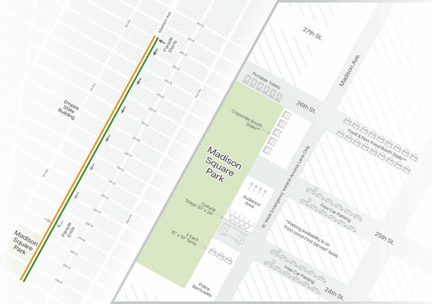 A map of the parade route for India Day 2024.