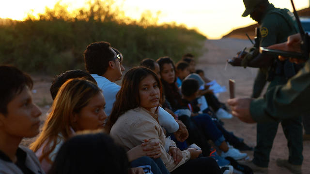 Migrants are detained by U.S. Border Patrol agents in New Mexico 