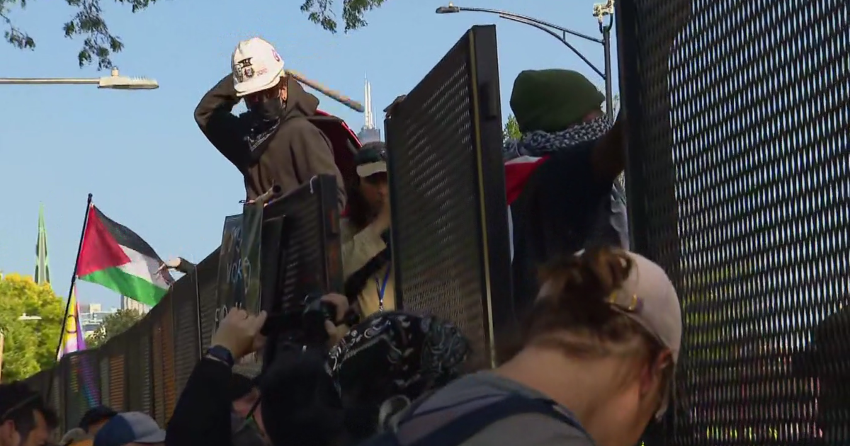 Chicago police arrested 13 people on the first day of the DNC; outer fence reinforced after breach