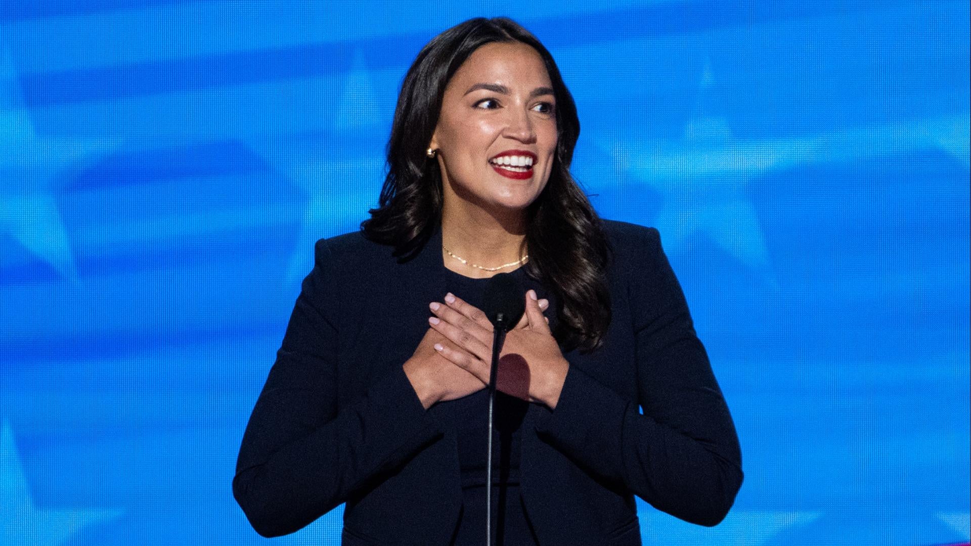 Watch Alexandria Ocasio Cortez makes impassioned argument for Kamala Harris at DNC