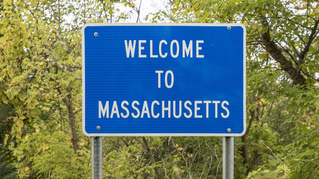 welcome sign to Massachusetts 