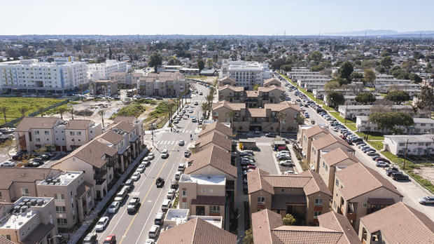 Aerial Downtown Watts California 