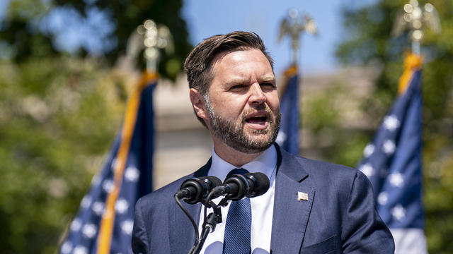 Republican vice presidential candidate, Sen. J.D. Vance, addresses the audience at a campaign rally on August 20, 2024 in Kenosha, Wisconsin. 