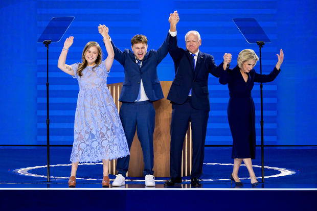 Tim Walz and his family at the 2024 Democratic National Convention 