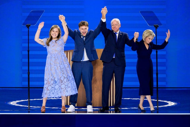 Tim Walz and his family at the 2024 Democratic National Convention