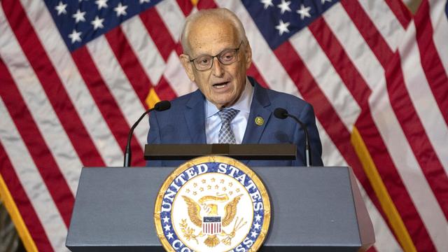 Rep. Bill Pascrell, D-N.J., speaks at a ceremony to award a Congressional Gold Medal to baseball player Larry Doby at the Capitol, Wednesday, Dec. 13, 2023, in Washington. 