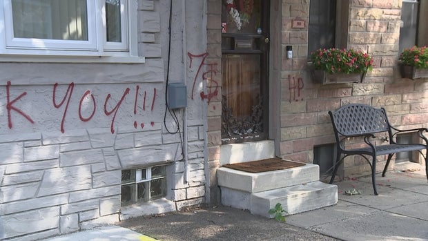 Homes vandalized with red spray paint in Port Richmond