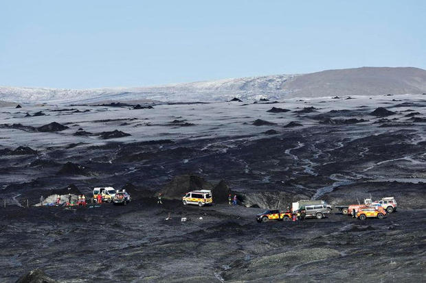 Rescue operation after ice cave collapse on Breidamerkurjokull glacier 