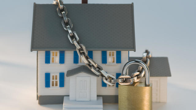 Model house locked with chain 