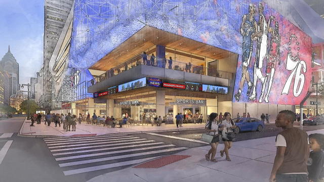 A rendering of the proposed Sixers arena for Market East in Philadelphia 