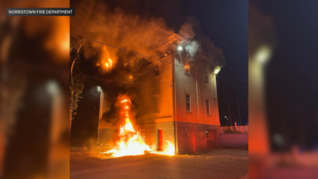 Fire at the Norristown Fire Chief's Memorial 