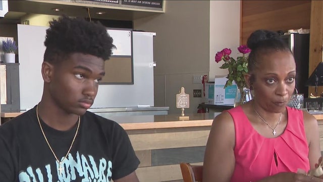 Dublin High assault victim and his mother 