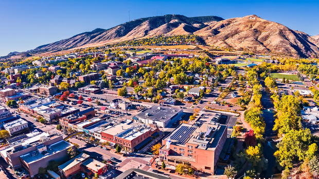 16x9 Panorama of Golden Colorado from drone 