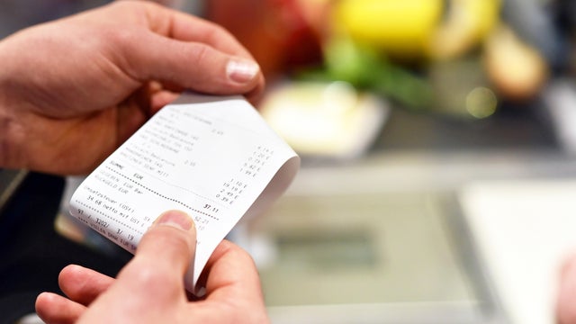 receipt after payment in the supermarket 