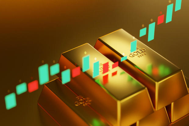 Gold bars, wealth and investment, 3d rendering 