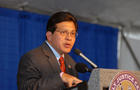 Attorney General Alberto Gonzales makes remarks at the dedication of the New Orleans Family Justice Center, a day after announcing his resignation as Attorney General, Aug. 28, 2007, in New Orleans, Louisiana. 