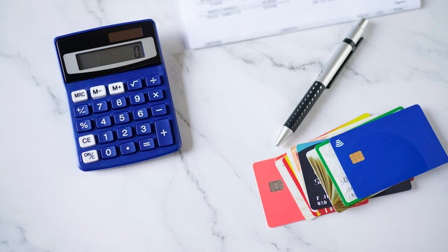 Credit cards with calculator and bill