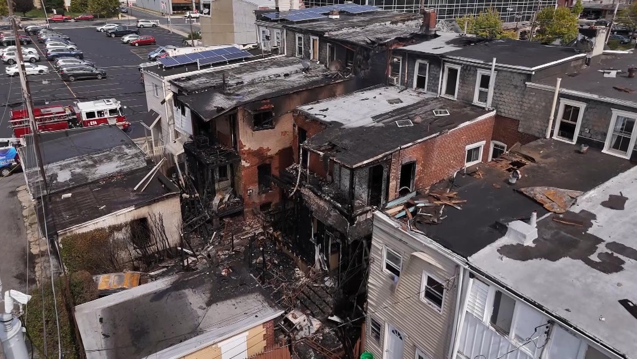 38 people displaced, 6 homes damaged in Allentown rowhome fire - CBS ...
