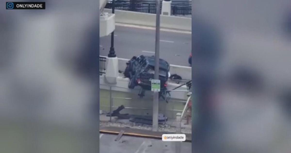 Man describes moment car flies off southbound I-95 near Downtown Miami and walks away unharmed