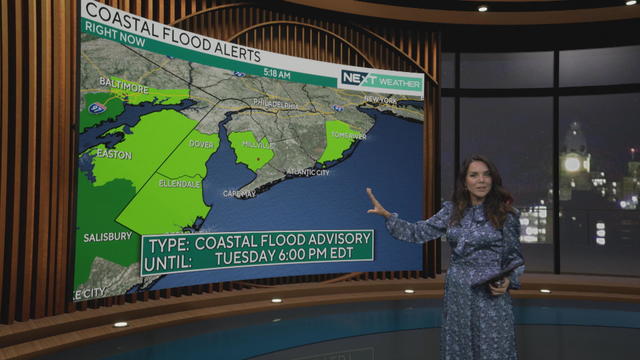 A weather map showing an area of rain near Philadelphia on Tuesday 