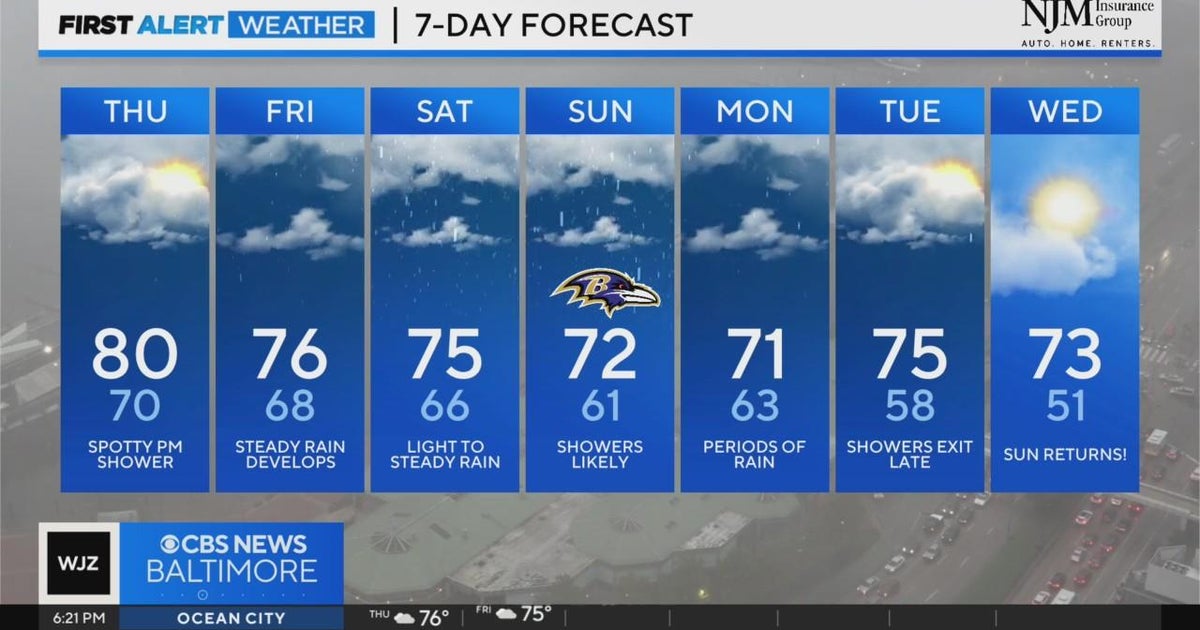 Rain chances resume into the weekend in Maryland - CBS Baltimore