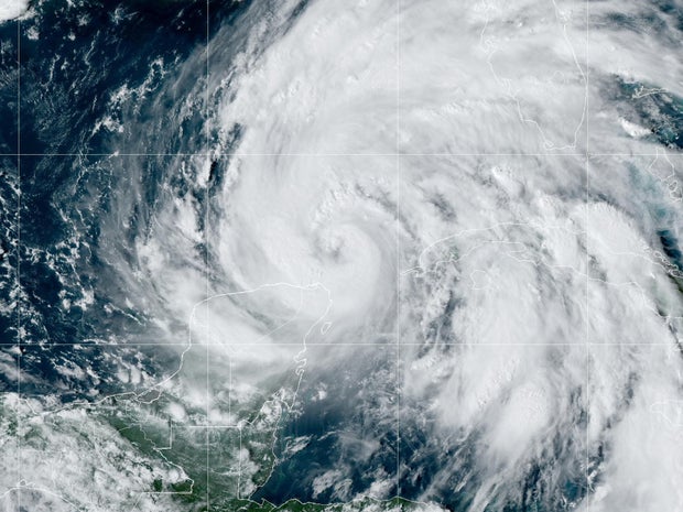 Hurricane Helene moves into the Gulf of Mexico in a satellite image captured at 4:20 p.m. ET, Sept. 25, 2024.
