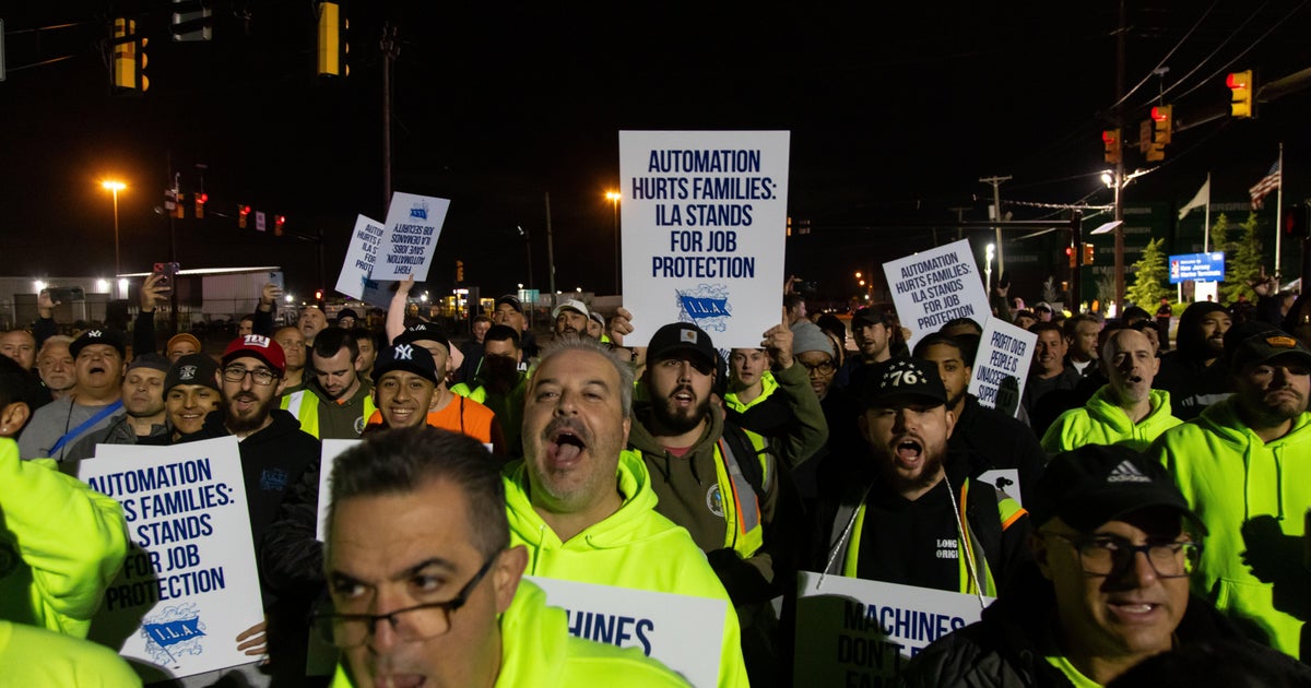 Port strike called at East and Gulf Coast cargo facilities as dockworkers walk off the job  CBS News Port strike called at East and Gulf Coast cargo facilities as dockworkers walk off the job  CBS News