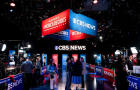 CBS News signage in the spin room ahead of the first vice presidential debate at the CBS Broadcast Center in New York on Tuesday, Oct. 1, 2024. 