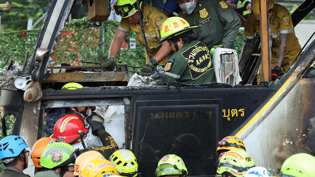 Rescue efforts after bus burns carrying teachers and students on outskirts of Bangkok 