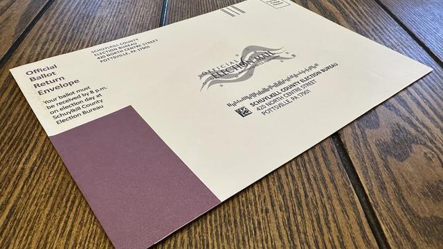 A mail ballot envelope for Pennsylvania 