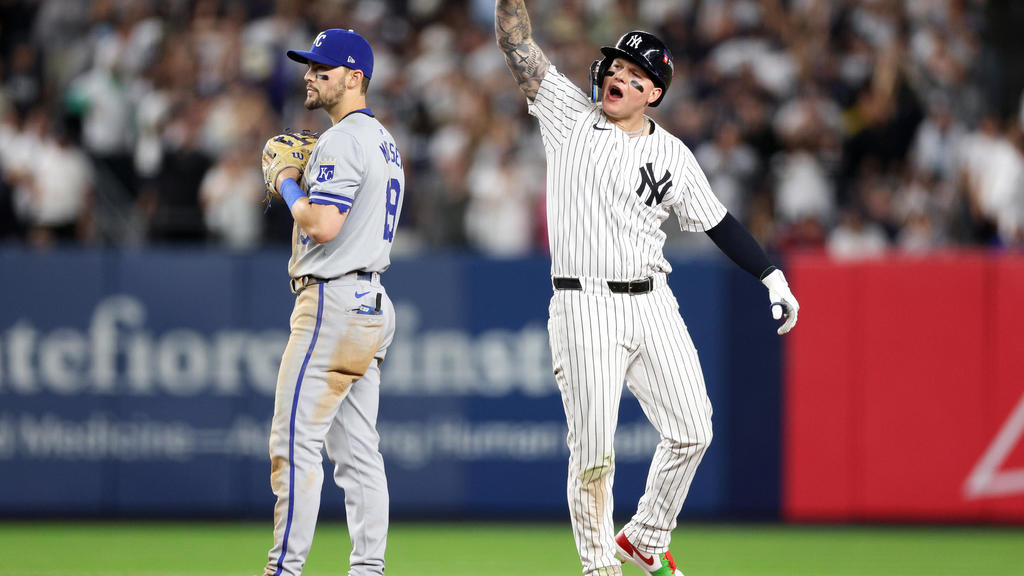 Verdugo's go-ahead single, acrobatic catch lift Yankees over Royals in
ALDS opener