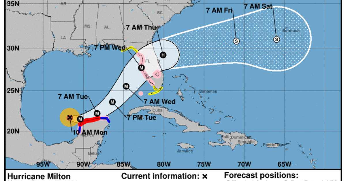 Maps show the track of Hurricane Milton as forecasters predict landfall in Florida this week