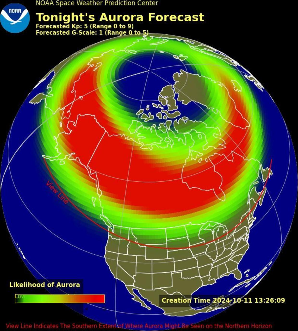 Northern lights forecast maps for tonight show best areas in U.S. to