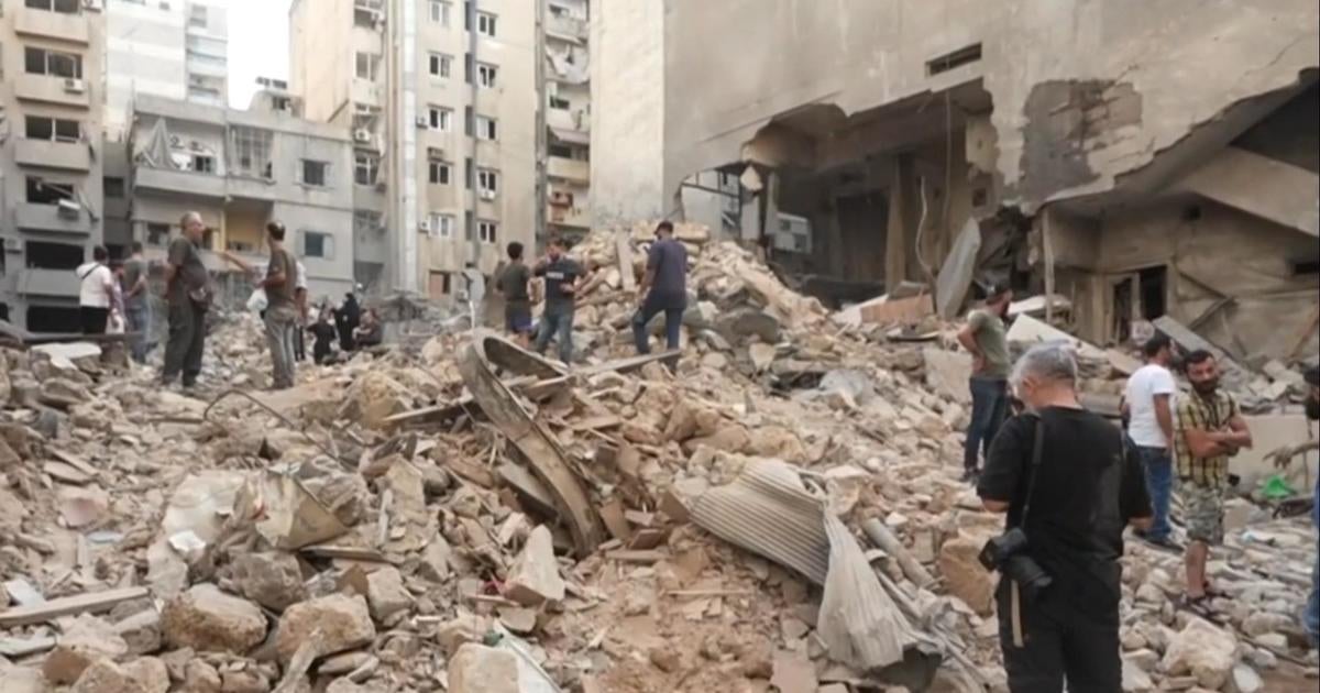 Beirut building completely obliterated by Israeli strikes