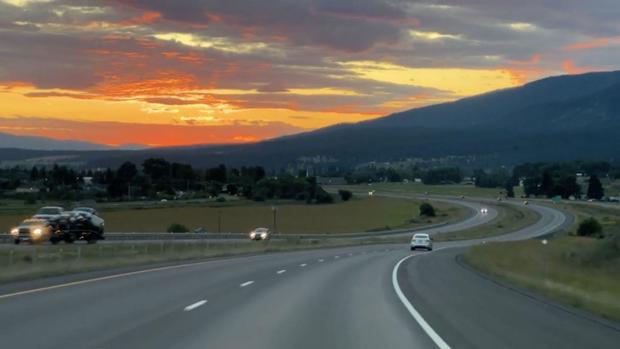 Interstate 90 running through Montana 