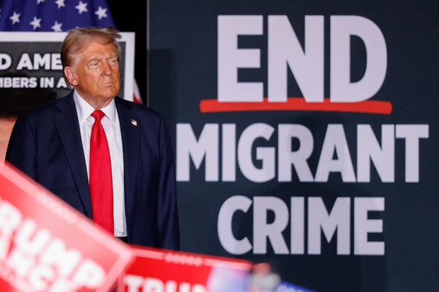 Former President Donald Trump holds a rally at Gaylord Rockies Resort and Convention Center in Aurora, Colorado, Oct. 11, 2024.