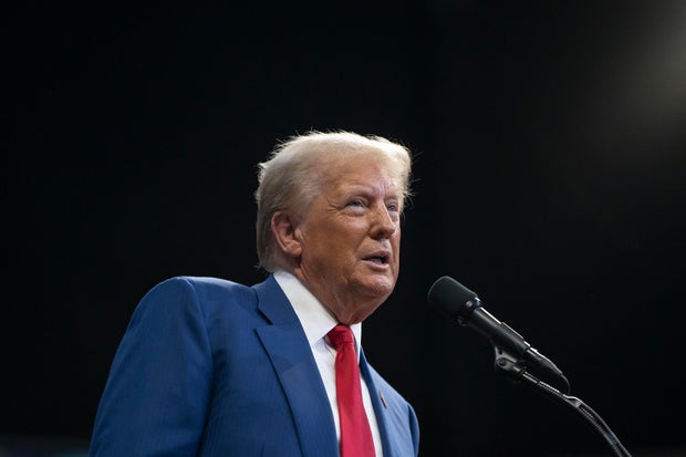 Republican presidential nominee, former President Donald Trump speaks during a campaign rally at Findlay Toyota Center on October 13, 2024 in Prescott Valley, Arizona.