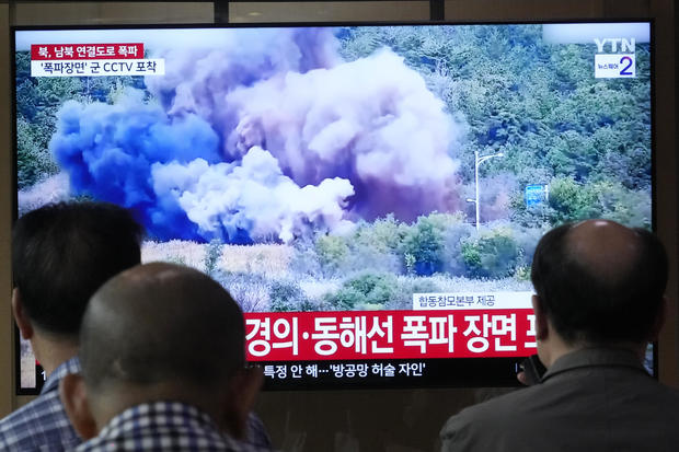 North Korea blows up parts of inter-Korean roads on its territory, South says, as tensions between the two keep rising