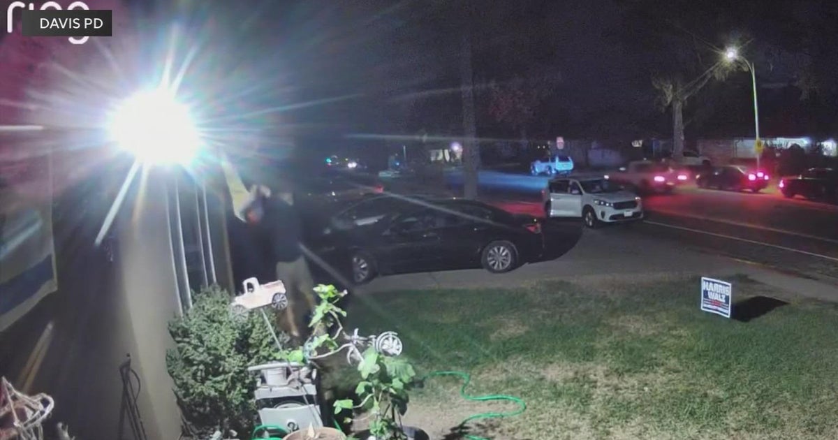 Man captured on Ring video tearing down Pride flag in Davis - CBS ...
