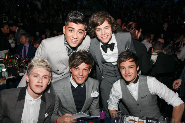 One Direction members at the BRIT Awards 2012