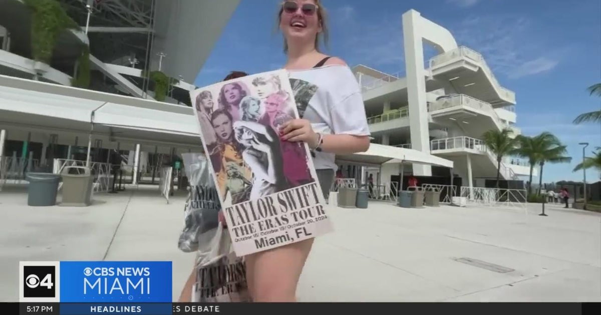 Fans seek Taylor Swift merchandise at Hard Rock Stadium - CBS Miami