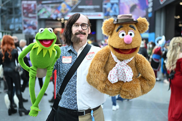 A cosplayer poses as Jim Henson / Frank Oz during New York Comic Con 2024 at The Jacob K. Javits Convention Center on October 17, 2024 in New York City. 